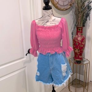 Ruched pink top